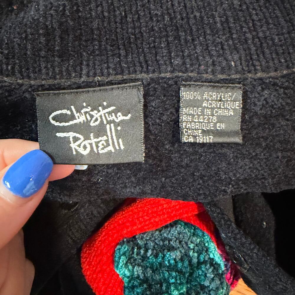Christina Rotelli Vintage 90's Cardigan Floral Rosette Chunky Chenille Sweater - Picture 13 of 13